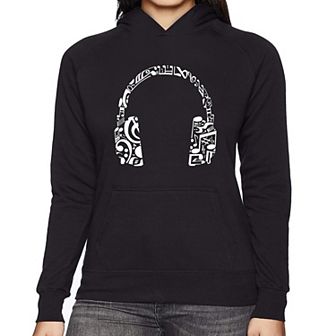 Music Note Headphones - Women's Word Art Hooded Sweatshirt