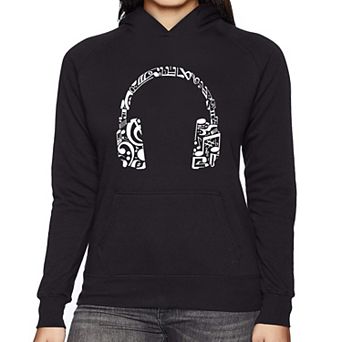 Music Note Headphones - Women's Word Art Hooded Sweatshirt