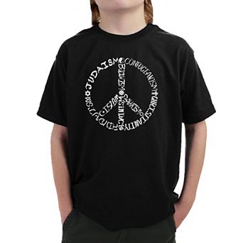 Different Faiths peace sign - Boy's Word Art T-shirt