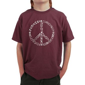 Different Faiths peace sign - Boy's Word Art T-shirt
