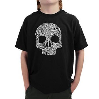 Flower Skull - Boy's Word Art T-shirt