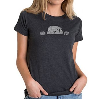 Peeking Dog - Women's Premium Blend Word Art T-shirt