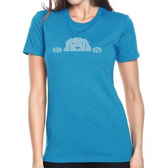 Peeking Dog - Women's Premium Blend Word Art T-shirt