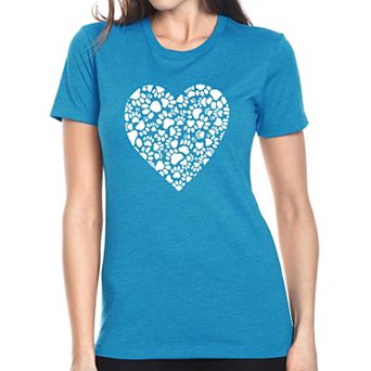 Paw Prints Heart - Women's Premium Blend Word Art T-shirt
