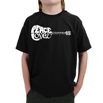 Peace Love Country - Boy's Word Art T-shirt