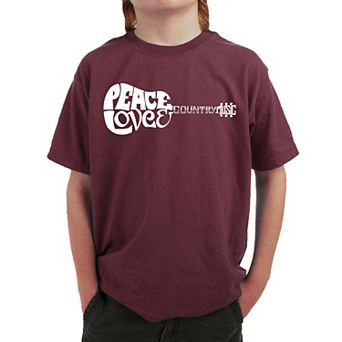 Peace Love Country - Boy's Word Art T-shirt