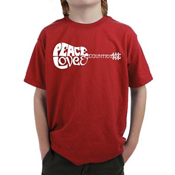 Peace Love Country - Boy's Word Art T-shirt