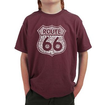 Route 66 - Life is a Highway - Boy's Word Art T-shirt