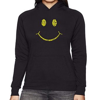 Be Happy Smiley Face - Women's Word Art Hooded Sweatshirt