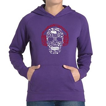 Music Notes Skull - Women's Word Art Hooded Sweatshirt