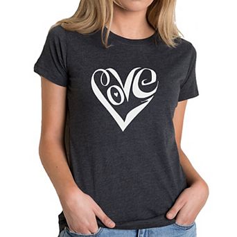 Script Love Heart - Women's Premium Blend Word Art T-shirt