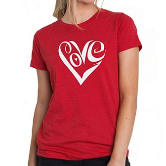 Script Love Heart - Women's Premium Blend Word Art T-shirt