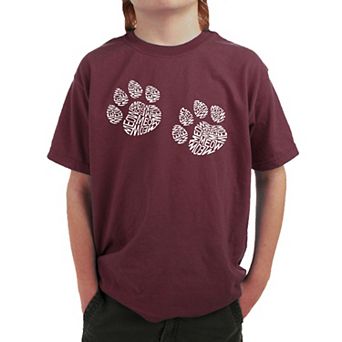 Meow Cat Prints - Boy's Word Art T-shirt