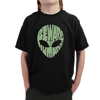 Beware of Humans - Boy's Word Art T-shirt