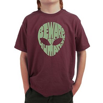 Beware of Humans - Boy's Word Art T-shirt