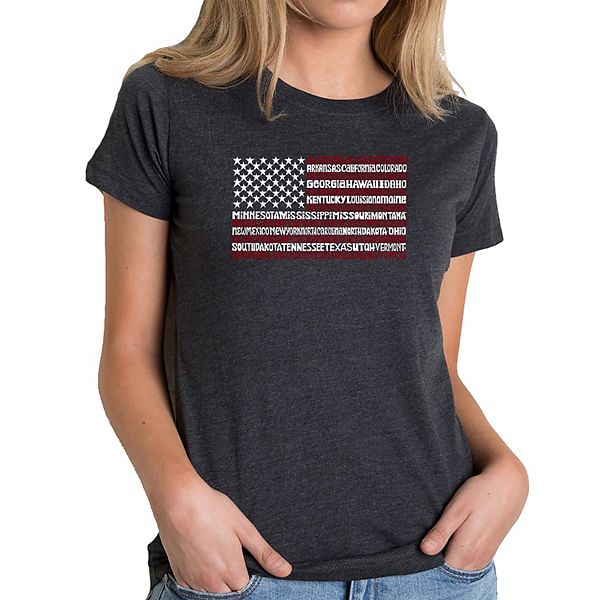 50 States USA Flag - Women's Premium Blend Word Art T-shirt