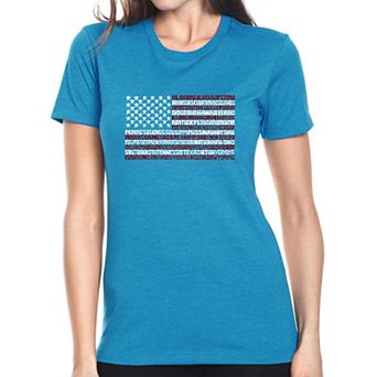 50 States USA Flag - Women's Premium Blend Word Art T-shirt