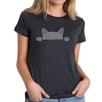 Peeking Cat - Women's Premium Blend Word Art T-shirt