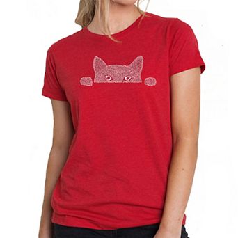 Peeking Cat - Women's Premium Blend Word Art T-shirt