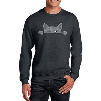 Peeking Cat - Mens Word Art Crewneck Sweatshirt