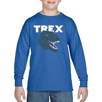 Boy's Word Art Long Sleeve - T-Rex Head