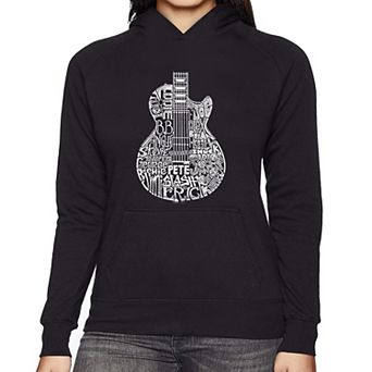 Rock Guitar Head - Women's Word Art Hooded Sweatshirt