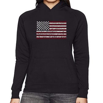 50 States USA Flag - Women's Word Art Hooded Sweatshirt
