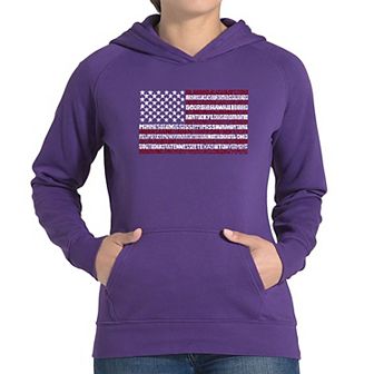 50 States USA Flag - Women's Word Art Hooded Sweatshirt