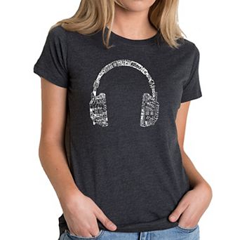 Headphones - Languages - Womens Premium Blend Word Art T-Shirt
