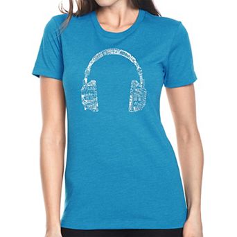Headphones - Languages - Womens Premium Blend Word Art T-Shirt