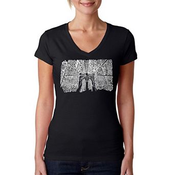 Brooklyn Bridge - Women's Word Art V-Neck T-Shirt
