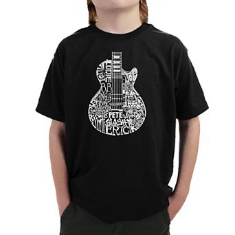 Rock Guitar Head - Boy's Word Art T-shirt