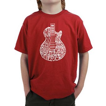 Rock Guitar Head - Boy's Word Art T-shirt