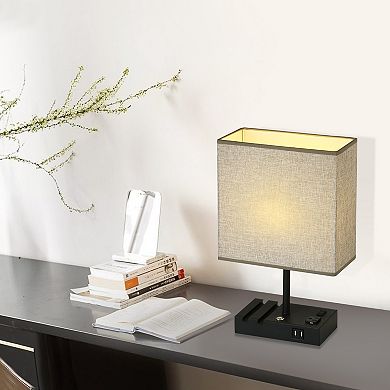 17 in.Table Lamp with USB Port and charging Dock