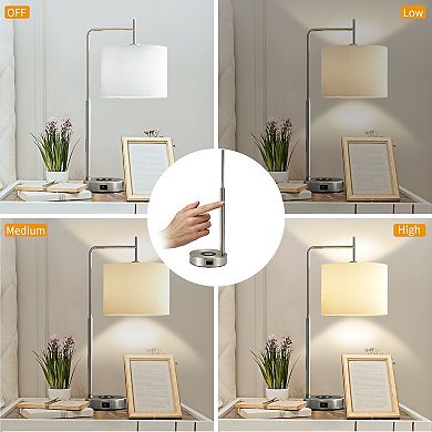 25'' T-shaped Table Lamp with Wireless Charging Pad and USB Ports
