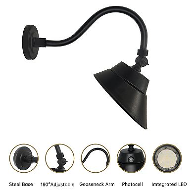10"LED Black gooseneck Barn light with photocell,42W,4000Lumens