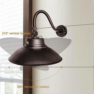 42W Brown LED Gooseneck Barn Light with Photocell Dusk to Dawn 5000K 14 892310