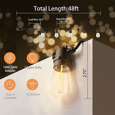 48-ft Plug-in Black Indoor/Outdoor String Light