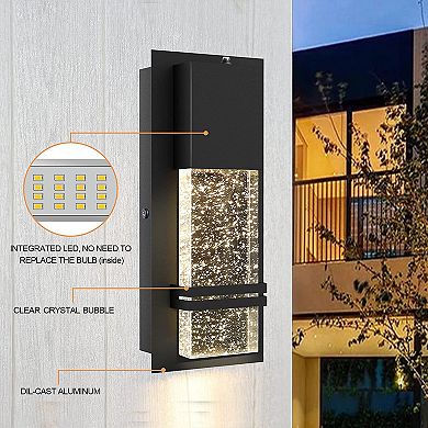 14 inch Outdoor Wall Sconce 12W Crystal Bubble Glass Modern LED Wall Fixture