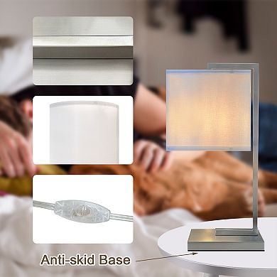 19-inch polished steel table lamp