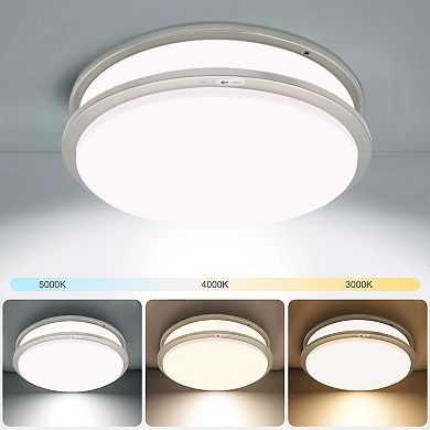 14" 2-R LED Flush Mount, Brushed Nickel, 20W,5CCT,DOB Deisgn