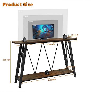 50 inch Industrial TV Stand with Storage Shelve Console Table