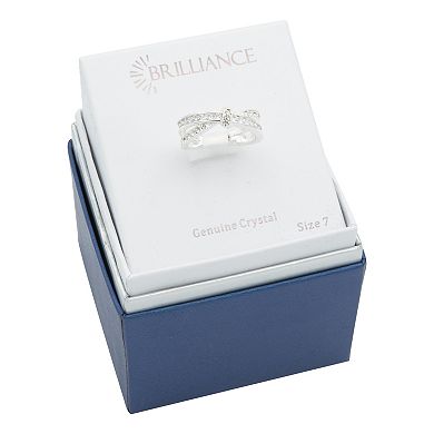 Brilliance Crystal & Cubic Zirconia Crossover Knot Ring