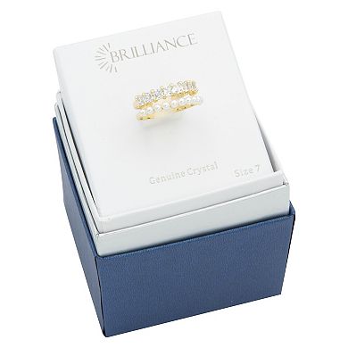 Brilliance Simulated Pearl & Cubic Zirconia Faux Stack Ring