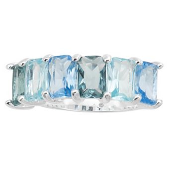 Brilliance Silver Tone Blue Tonal Crystal Ring