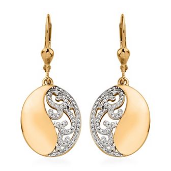 14k Gold Over Silver 1/ 10 Carat T.W. Diamond Drop Earrings