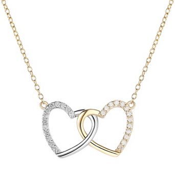 14k Gold Over Silver 1/ 5 Carat T.W. Diamond Twin Heart Pendant Necklace