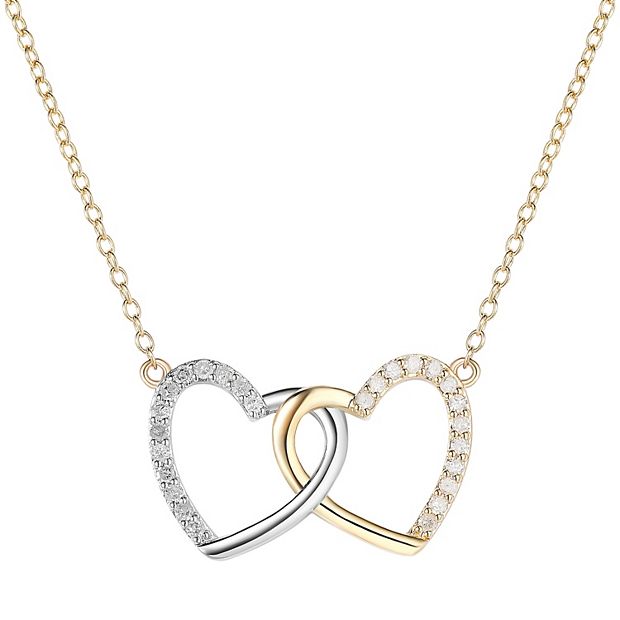 Silver Diamond Twin Heart Pendant