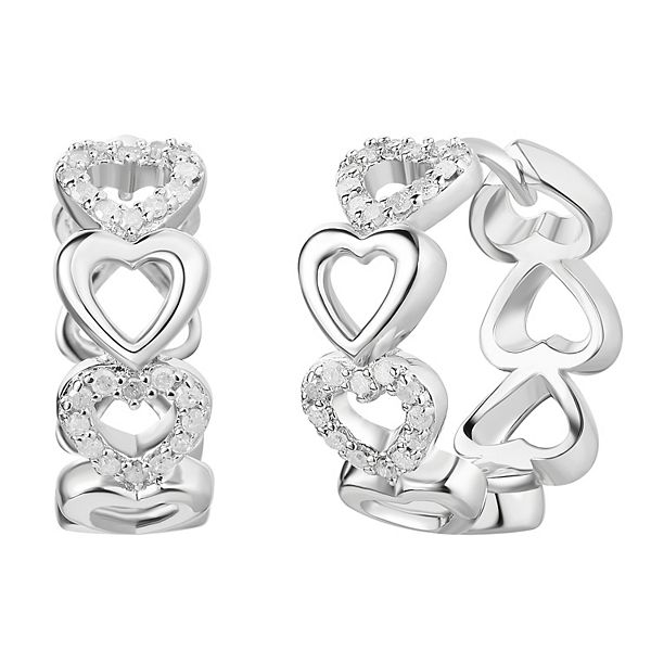 HAPPY HEART SILVER EARRINGS DIAMOND