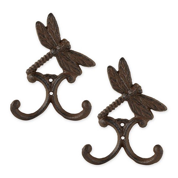 Cast Iron Dragonfly Wall Hooks Set of 2